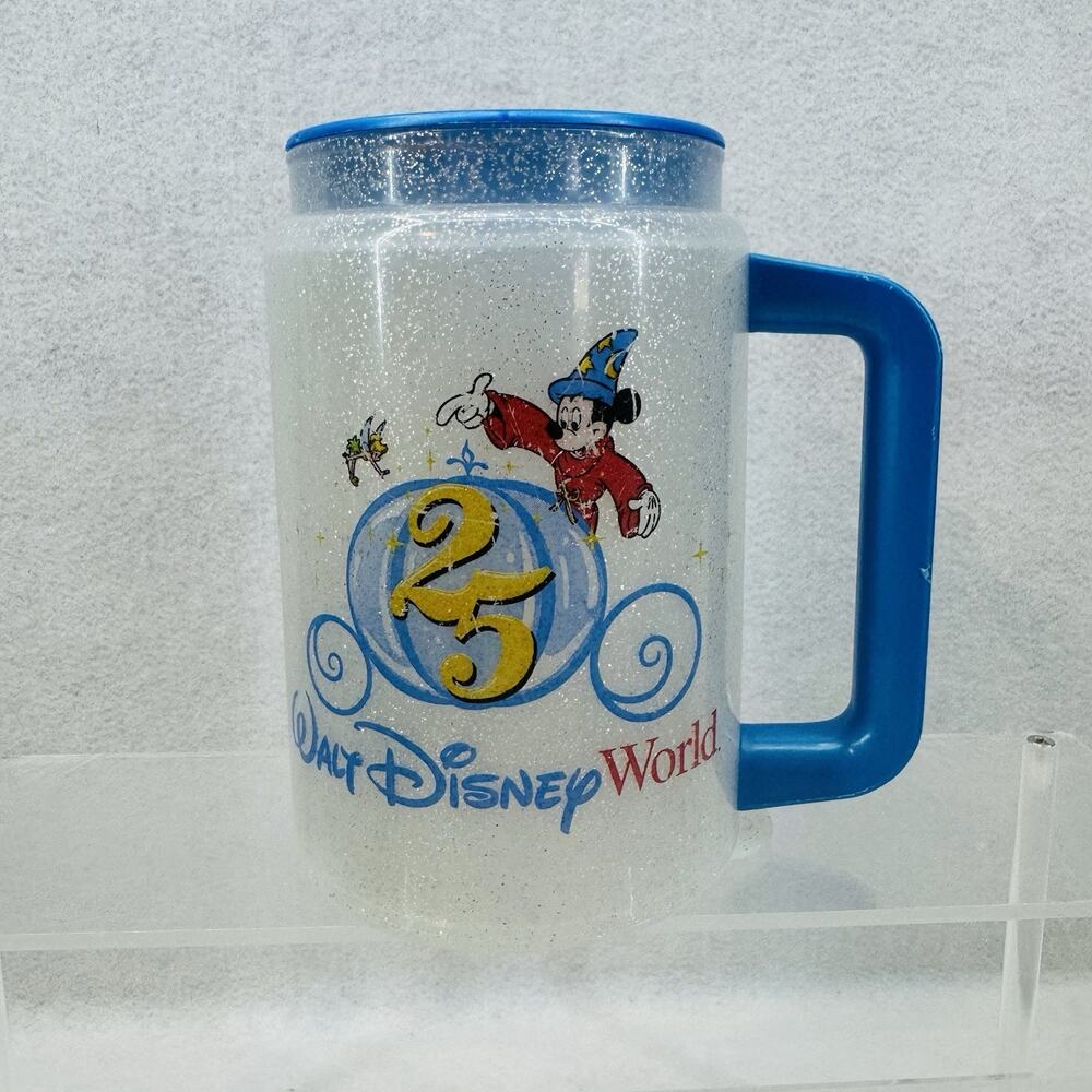 Vintage Walt Disney World 1996 25th Anniversary Souvenir Mug Cup Glitter